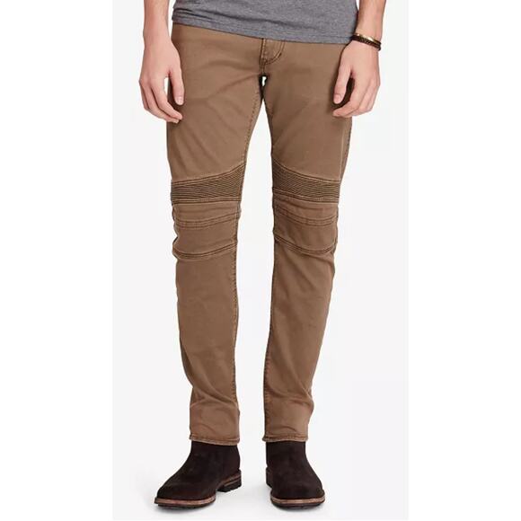 Polo Ralph‎ Lauren Men’s Stretch Olive Green Moto Jeans Size 32x30 - Picture 1 of 10